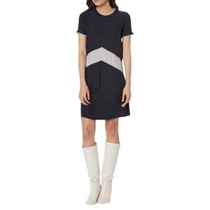 Rag & Bone Navy White Short Sleeve Silk T-shit Dress size Medium